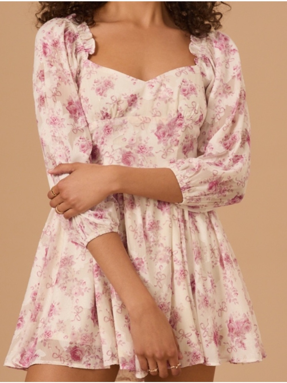 Altar’d State Amelie Floral Bow Mini Dress